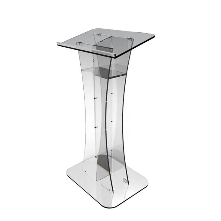 Transparent Lighting Acrylic School Lectern Acrylic Platform Podium Church Pulpit