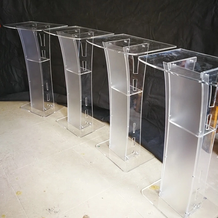 Transparent Lighting Acrylic School Lectern Acrylic Platform Podium Church Pulpit